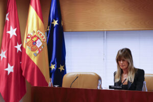 Imagen de archivo de Begoña Gómez, esposa del presidente del gobierno Pedro Sánchez, en la comisión de investigación de la Asamblea de Madrid. EFE/Javier Lizón