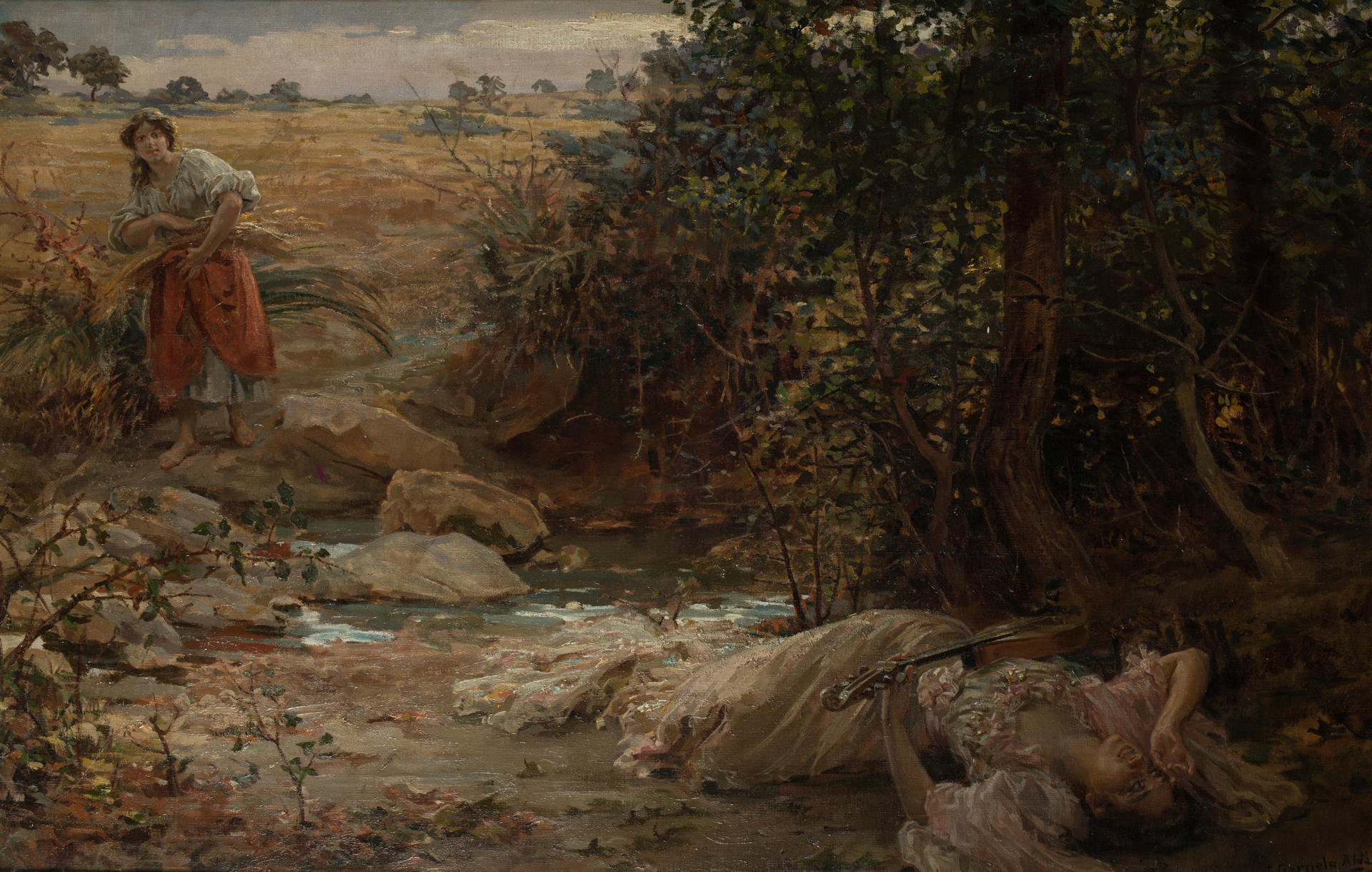 Un cuadro hasta ahora desconocido del pintor José Garnelo y Alda que "rezuma por doquier ecos montillanos", según el catedrático de Historia del Arte y director de la Escuela de Arte y Superior de Diseño Mateo Inurria de Córdoba, Miguel Clementson, 'Alegoría del verano', firmado y fechado por el artista en el óleo sobre lienzo en 1905, ha salido a subasta en la casa Ansorena de Madrid. EFE/Ansorena //SOLO USO EDITORIAL/SOLO DISPONIBLE PARA ILUSTRAR LA NOTICIA QUE ACOMPAÑA (CRÉDITO OBLIGATORIO)//