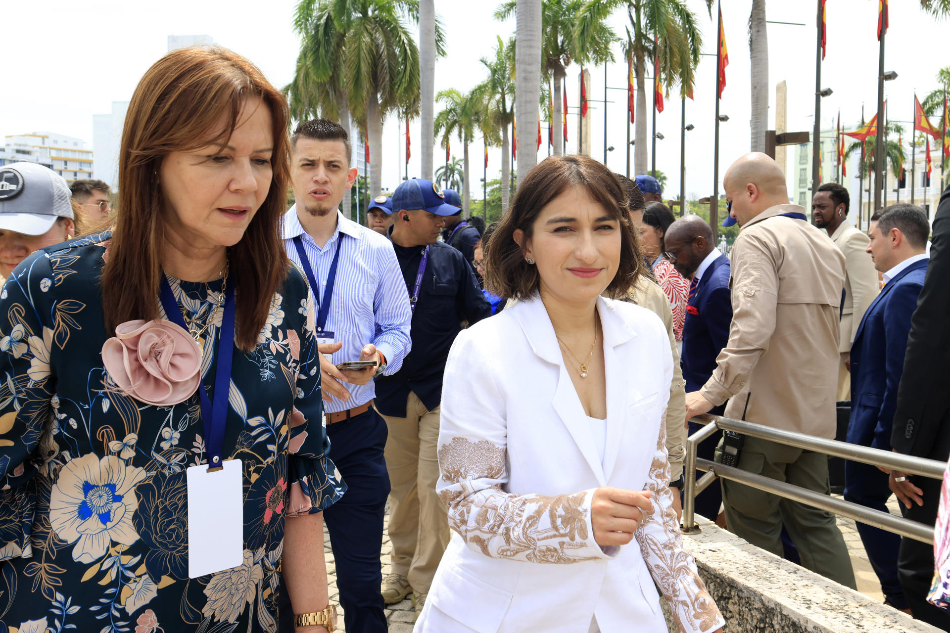 La canciller de Colombia, Laura Sarabia (d), asiste a la III Cumbre Ministerial Colombia-Caricom este miércoles, en Cartagena (Colombia). EFE/ Ricardo Maldonado Rozo
