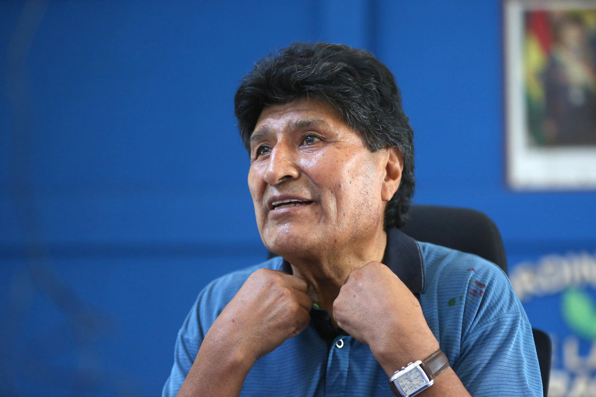 Fotografía de archivo fechada el 6 de noviembre de 2024 del expresidente Evo Morales (2006-2019) hablando durante una entrevista con EFE en Lauca Ñ (Bolivia). EFE/Luis Gandarillas/ARCHIVO