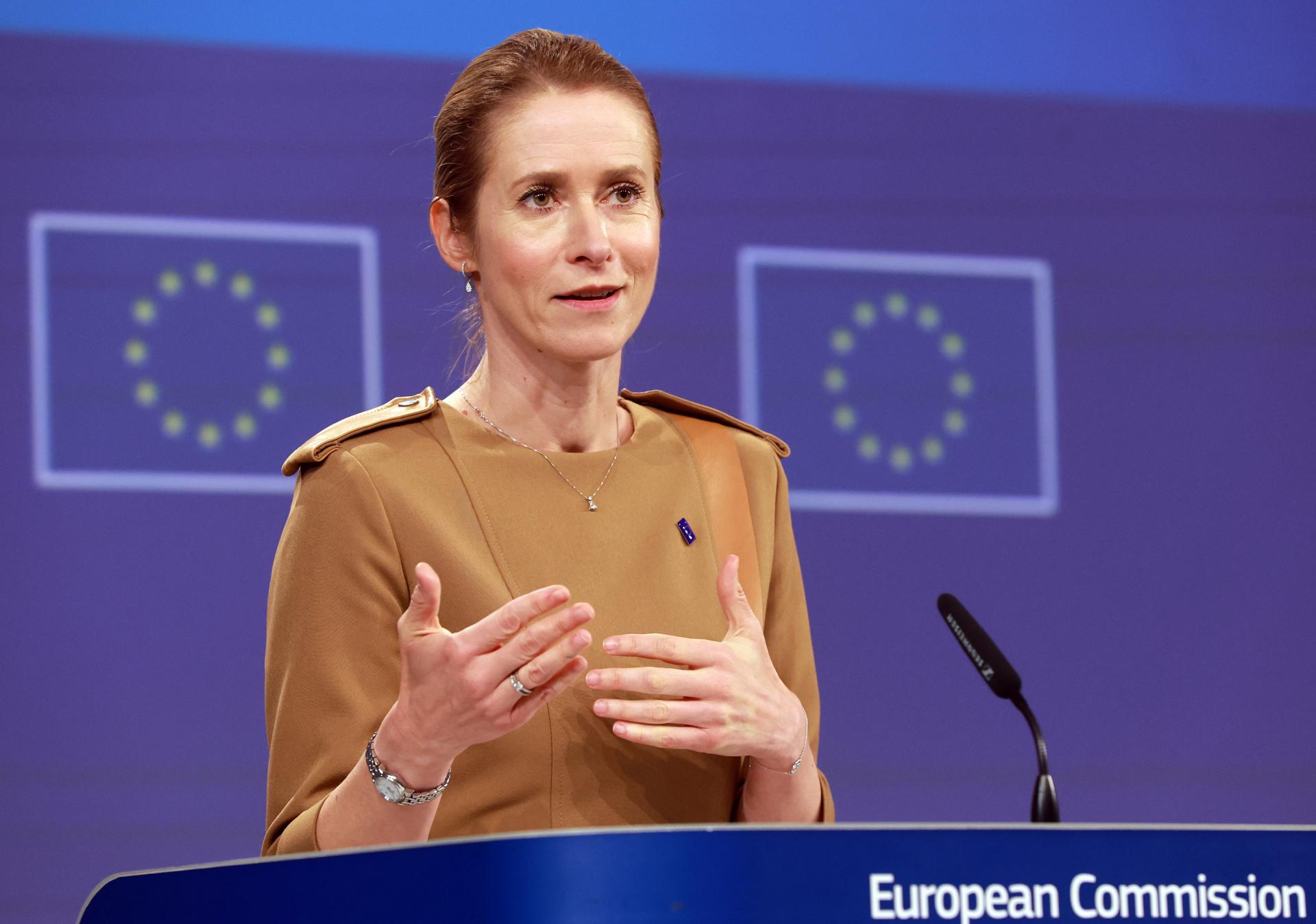 La alta representante de la Unión Europea para Asuntos Exteriores, Kaja Kallas, este miércoles en Bruselas. EFE/EPA/OLIVIER HOSLET