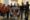 Un grupo de fieles muestra una pancarta del Papa este 8 de mayo de 2025, en la iglesia Santa María Catedral de Chiclayo (Perú). EFE/Ynocente Llontop