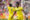 El delantero camerunés del Villarreal, Etta Eyong, tras conseguir el primer gol del equipo castellonense durante el encuentro correspondiente a la jornada 35 de Laliga EA Sports que disputaron Girona y Villarreal en el estadio municipal de Montilivi, en Girona. EFE/David Borrat.