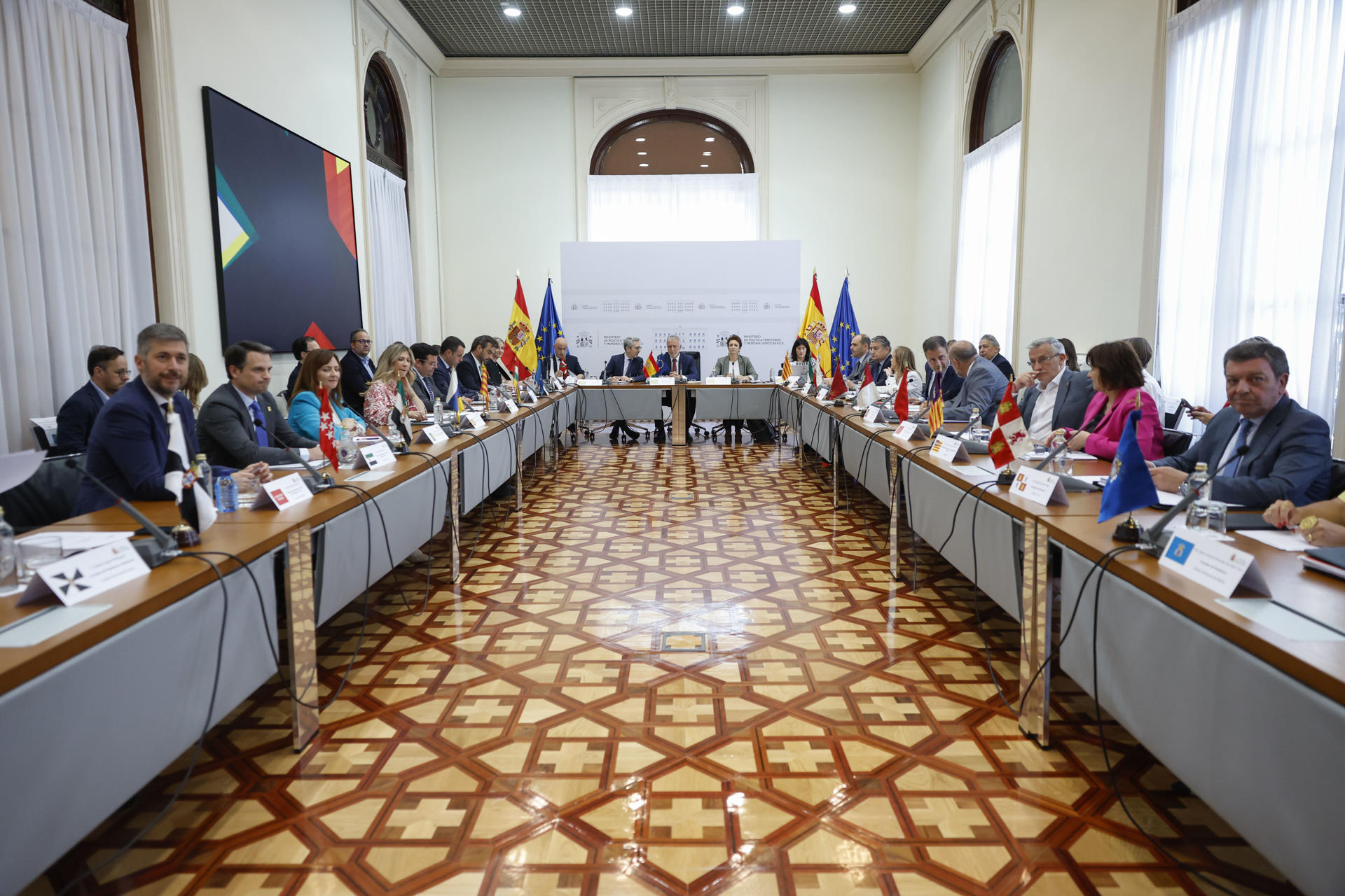 Un momento del comité preparatorio de la Conferencia de Presidentes, este miércoles en Madrid. EFE/ Mariscal
