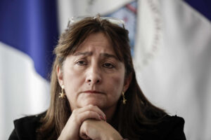 La saliente ministra colombiana de Justicia, Ángela María Buitrag. EFE/ Jeffrey Arguedas