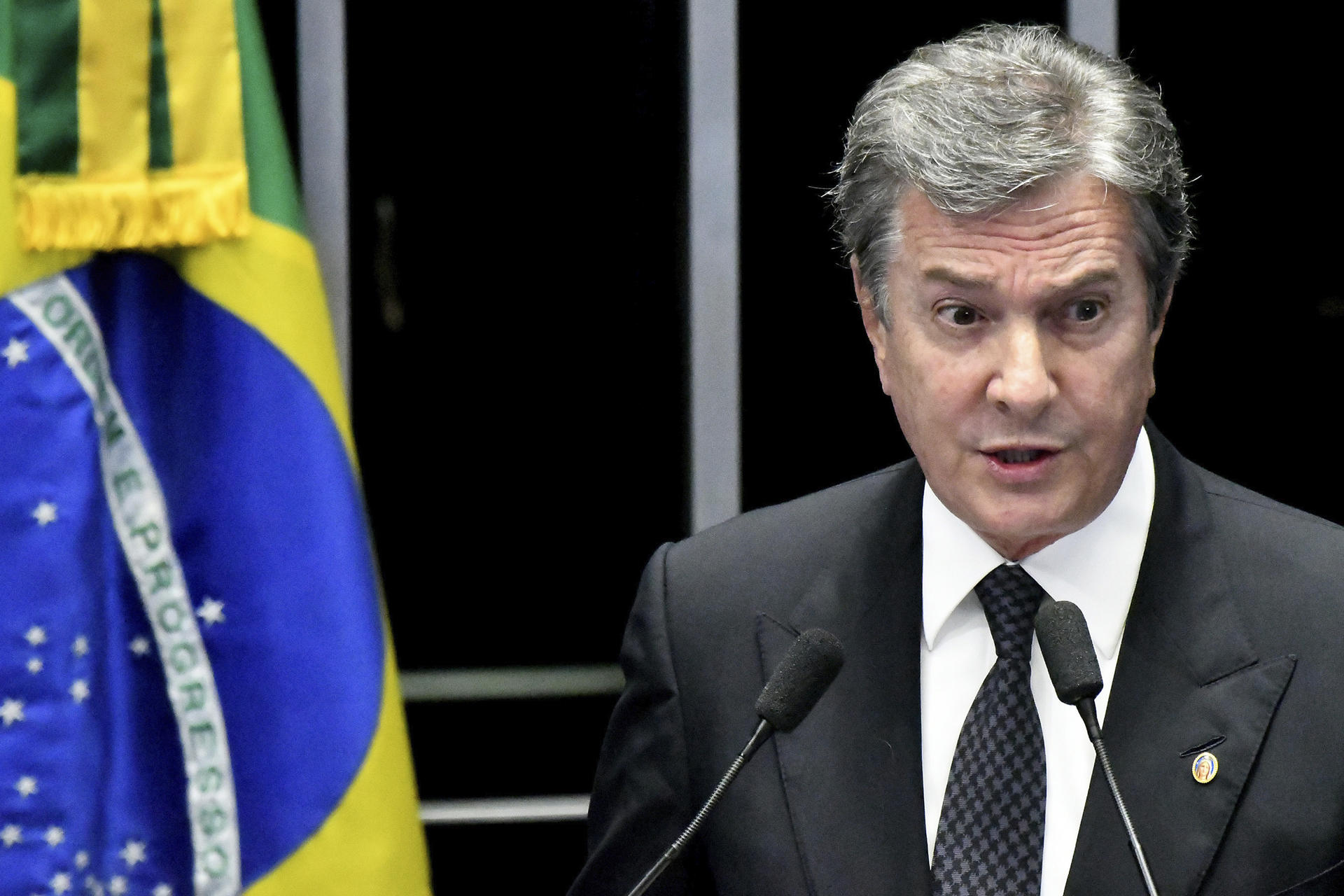 Fotografía de archivo del 30 de agosto de 2016 del expresidente de Brasil Fernando Collor de Mello. EFE/ CADU GOMES