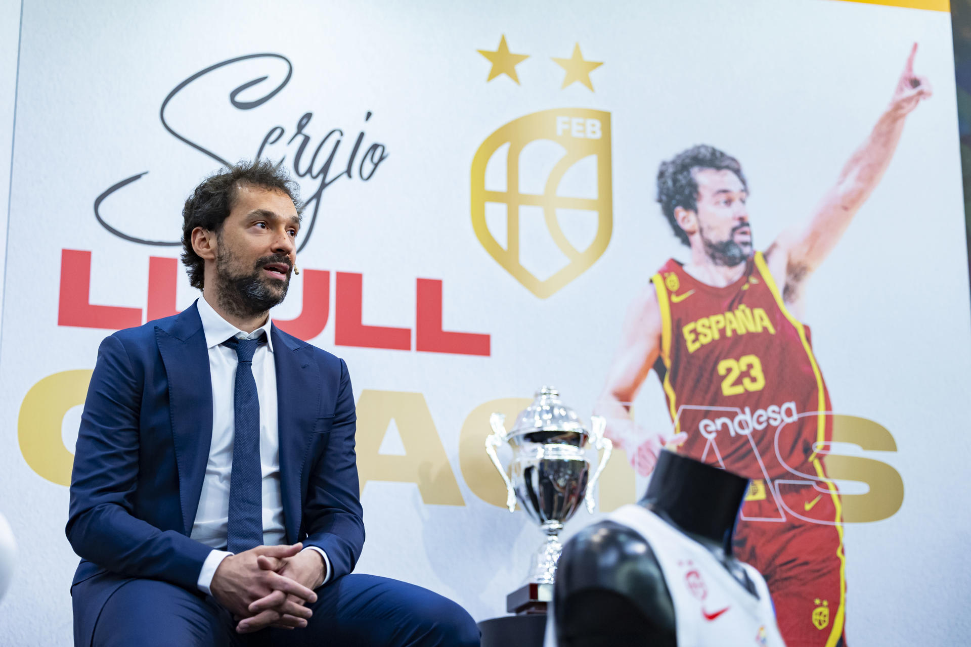 Sergio Llull, base-escolta mahonés de 37 años del Real Madrid, ha decidido poner fin a su etapa en la selección española de baloncesto. EFE/ Eduardo Candel Reviejo / FEB