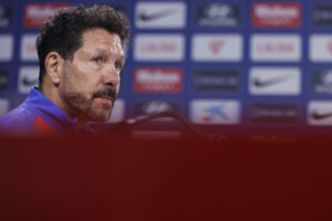 Simeone, durante la rueda de prensa. EFE/Sergio Pérez