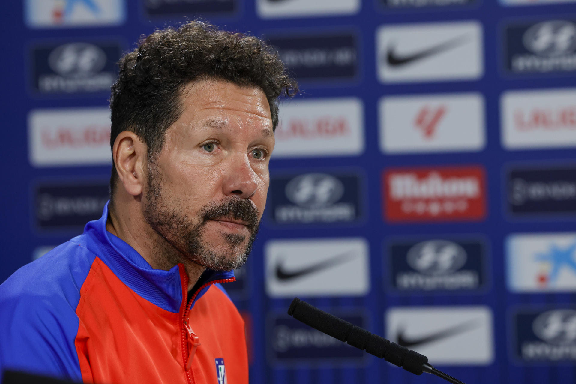 Simeone, durante la rueda de prensa.-EFE/ Zipi Aragón