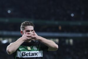 Viktor Gyokeres celebra un gol durante esta temporada. EFE/EPA/JOSE SENA GOULAO