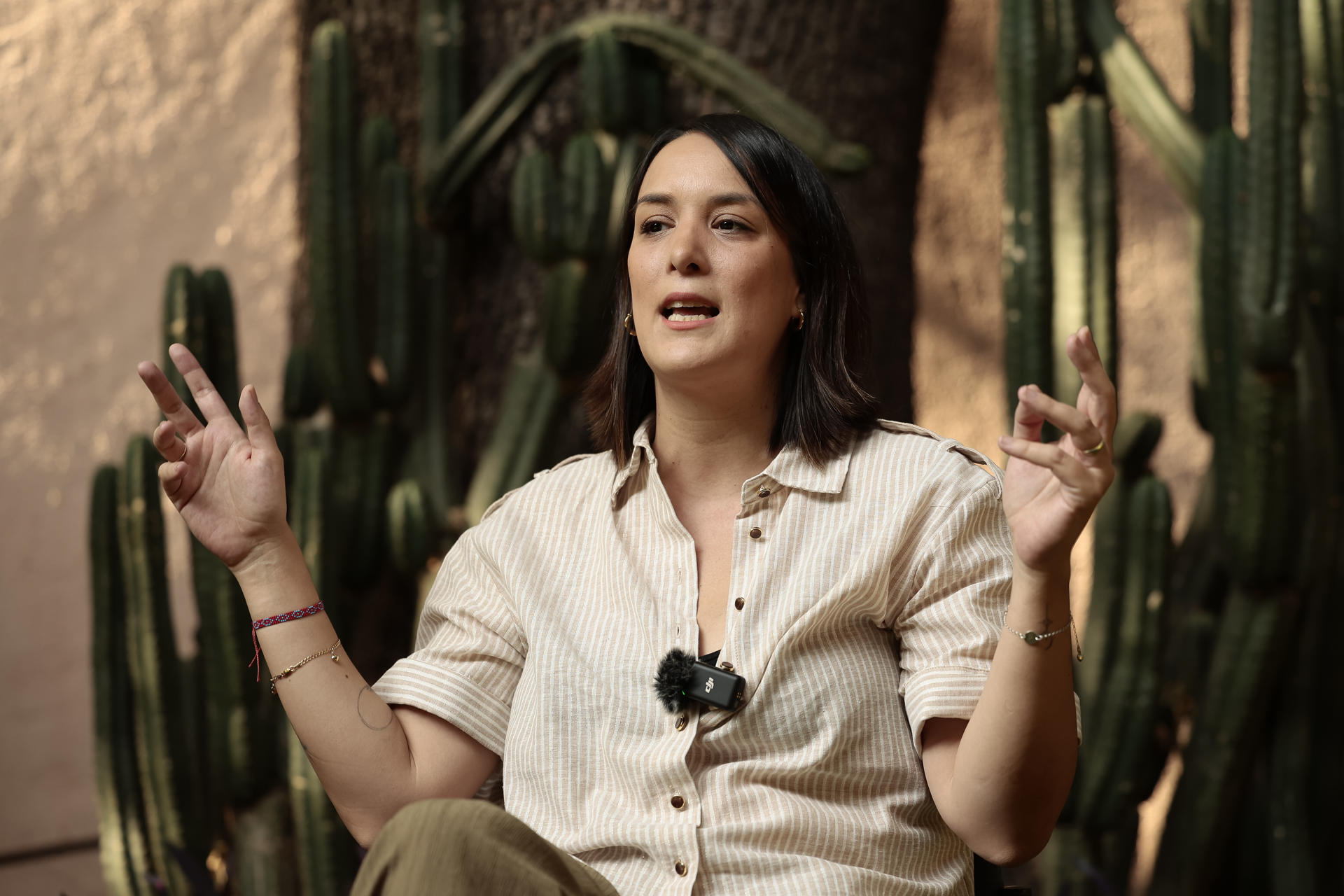La fundadora y directora de la organización Elementa DDHH, Adriana Muro, habla durante una entrevista con EFE este viernes, en la Ciudad de México (México). EFE/José Méndez