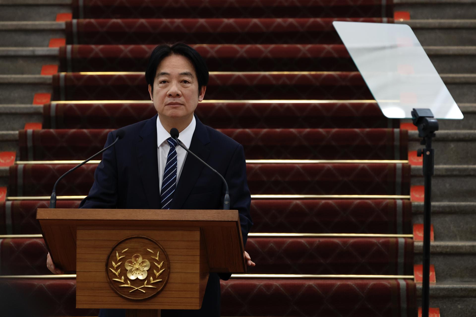 El presidente taiwanés, William Lai, durante una conferencia de prensa en la sede presidencial en Taipéi, Taiwán, el 20 de mayo de 2025. EFE/EPA/RITCHIE B. TONGO
