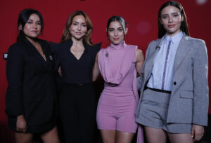 Desde la izquierda las actrices Eileen Yañez, Angelique Boyer, Yare Santana, y Mar Sordo posando durante una entrevista con EFE este martes, en Ciudad de México (México).  EFE/Mario Guzmán