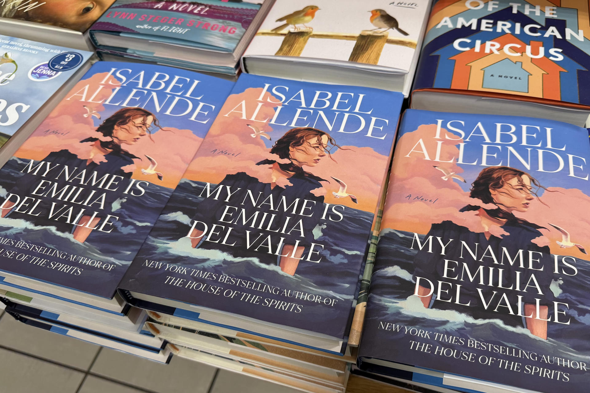 Fotografía de ejemplares de la nueva novela 'My name is Emilia del Valle' de la escritora chilena Isabel Allende este martes, en una librería de Nueva York (Estados Unidos). EFE/ Octavio Guzmán
