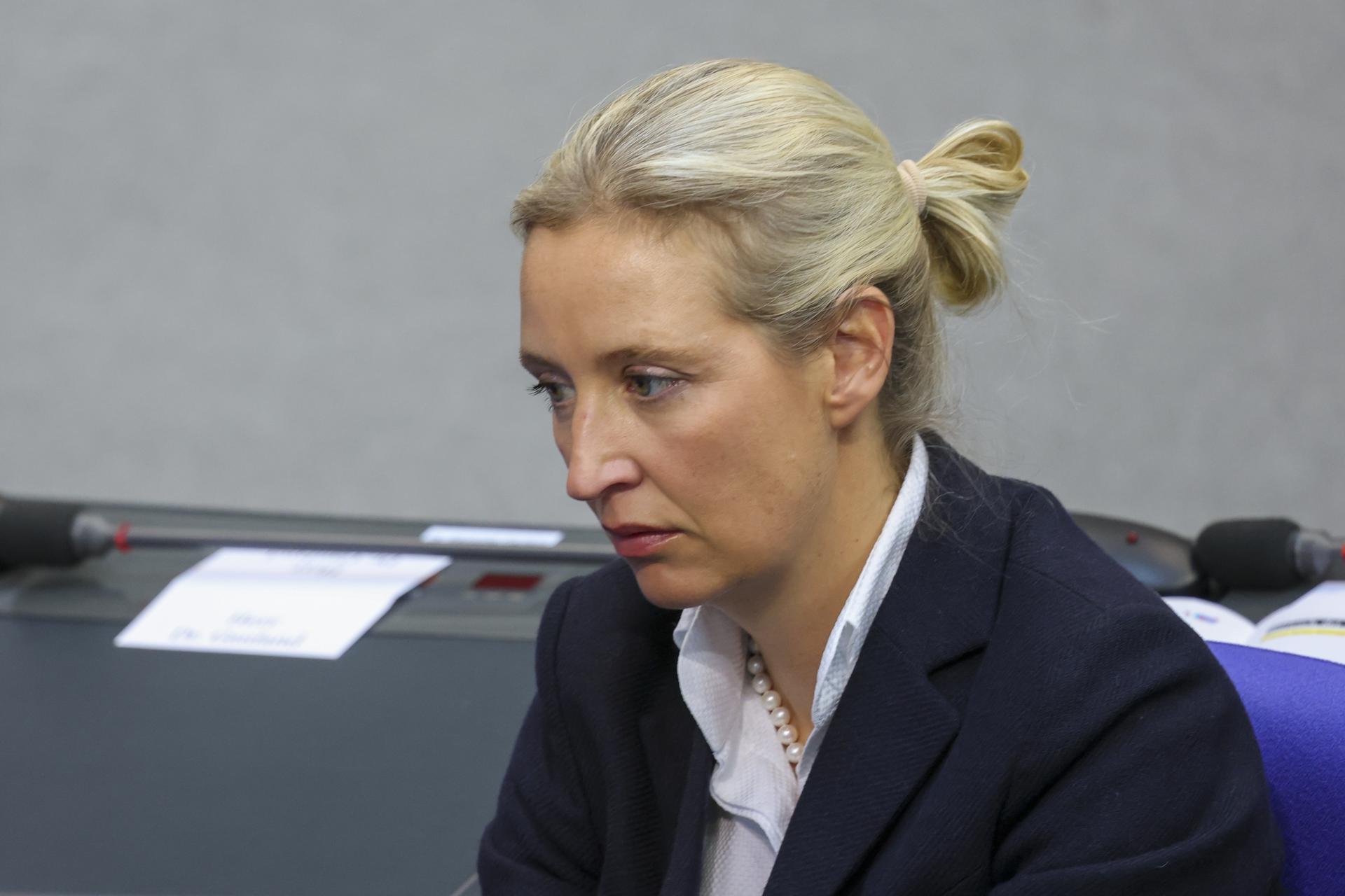 Alice Weidel, copresidenta de AfD, segunda mayor fuerza del país tras las elecciones generales de febrero pasado. EFE/EPA/FILIP SINGER