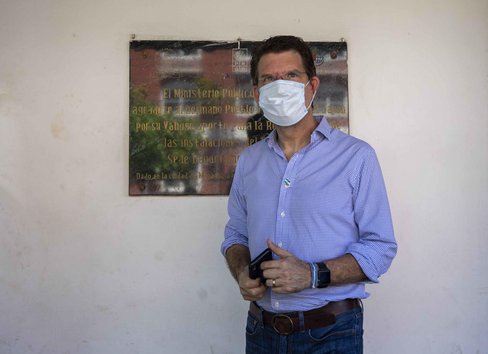 Fotografía de archivo, tomada el 4 de junio del 2021, del gerente del diario nicaragüense La Prensa, Juan Lorenzo Holmann Chamorro, en Managua (Nicaragua). EFE/Jorge Torres