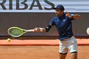 El salvadoreño Marcelo Arévalo durante la final de dobles de Roma. EFE/EPA/Roberto Ramaccia