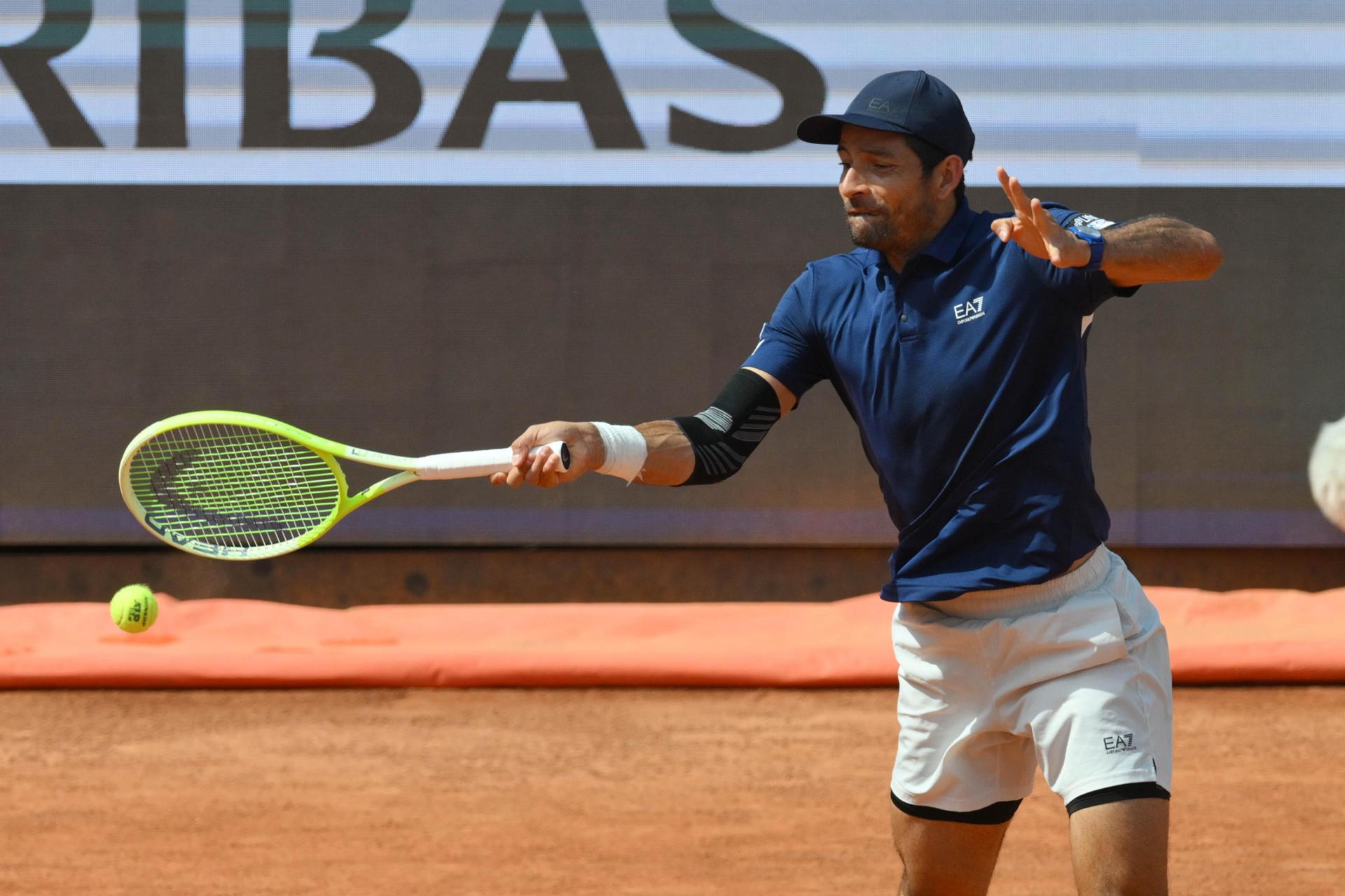 El salvadoreño Marcelo Arévalo durante la final de dobles de Roma. EFE/EPA/Roberto Ramaccia