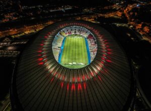 Fotografía aérea tomada con un dron que muestra el estadio Maracaná. EFE/Archivo/ Antonio Lacerda