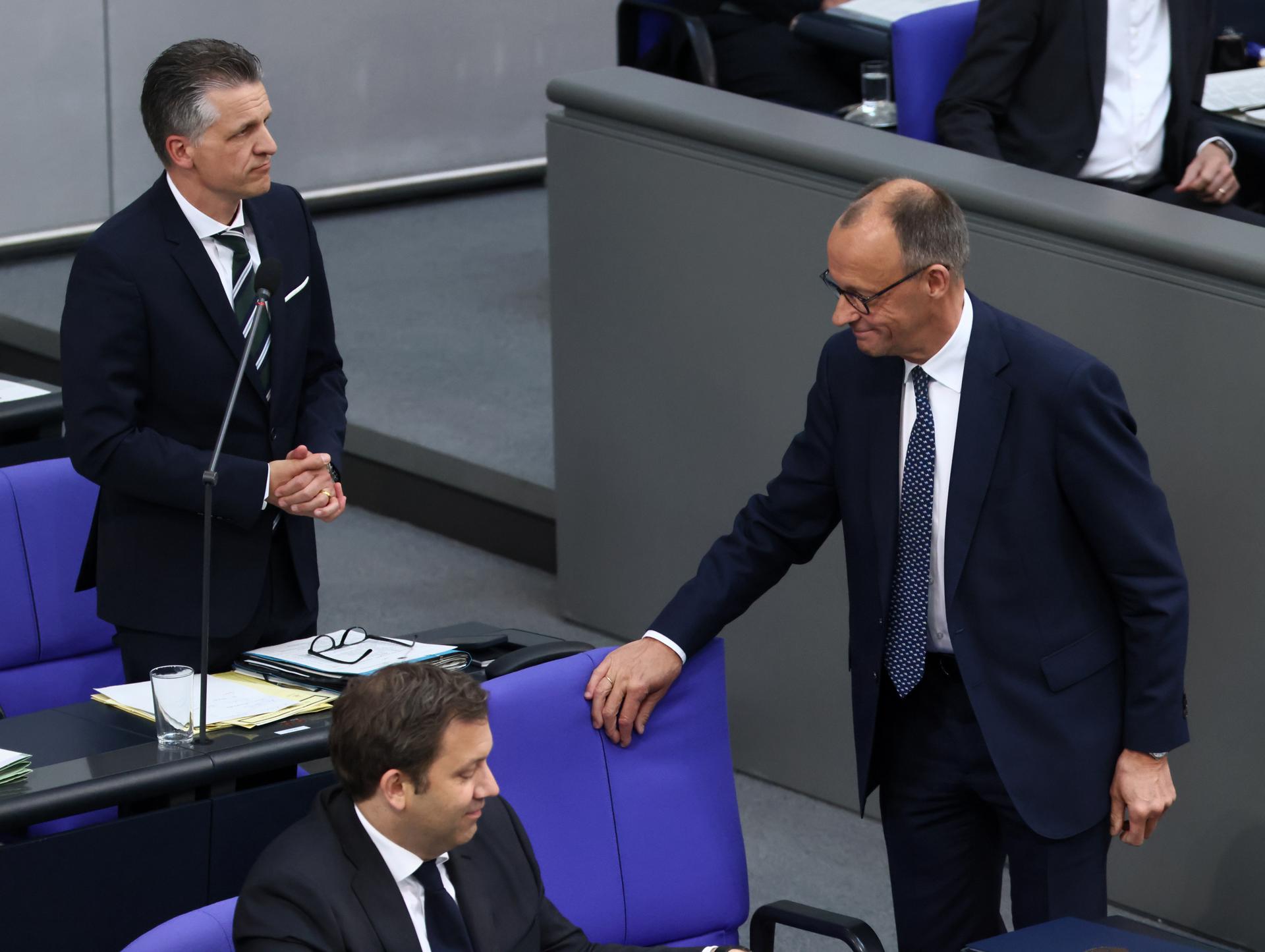 El canciller alemán, Friedrich Merz, este miércoles en el Parlamento alemán, 'Bundestag', en Berlín. EFE/EPA/HANNIBAL HANSCHKE