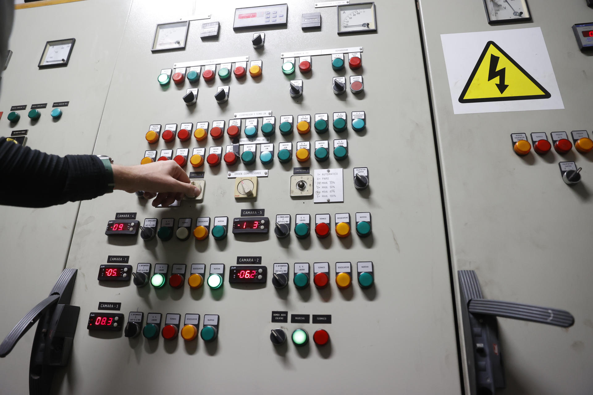 Imagen de archivo de un panel en una central eléctrica. EFE/ Juan Carlos Hidalgo
