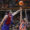 El alero estadounidense del Leyma Básquet Coruña Yunio Barrueta (d) lanza a canasta ante el alero del Barça Joel Parra (i), durante el encuentro correspondiente a la jornada 31 de la Liga Endesa que enfrentó a Leyma Básquet Coruña y Barça este jueves en el Coliseum coruñés. EFE/Cabalar