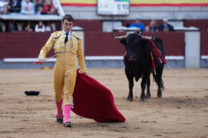 El diestro Alejandro Chicharro lidia un toro durante la corrida de la Feria de San Isidro, en la plaza de Las Ventas, en Madrid. Toros de José Enrique Fraile de Valdefresno. EFE/ Borja Sanchez-Trillo