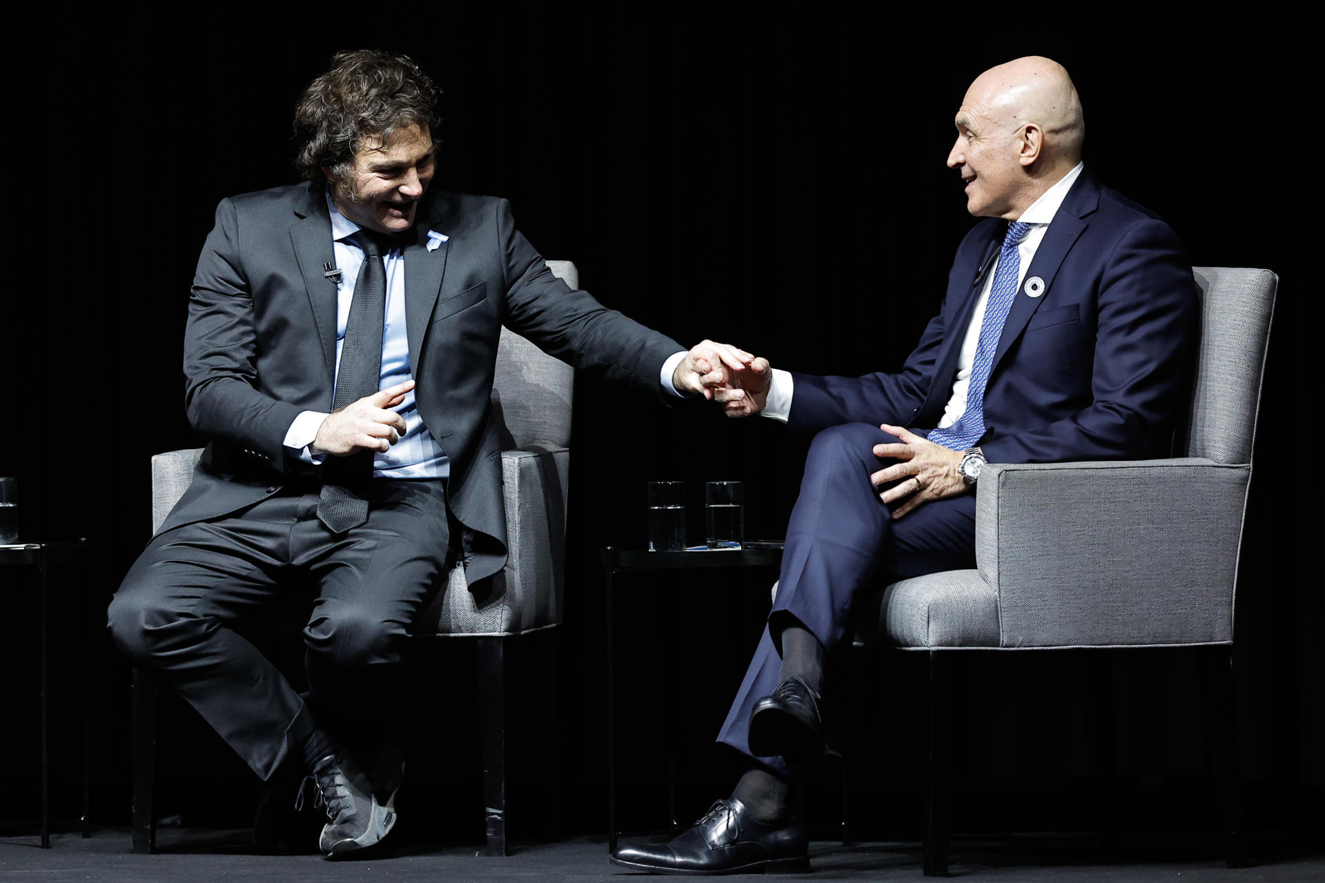 El presidente de Argentina, Javier Milei (i), junto al diputado José Luis Espert en una foto de archivo. EFE/ Juan Ignacio Roncoroni