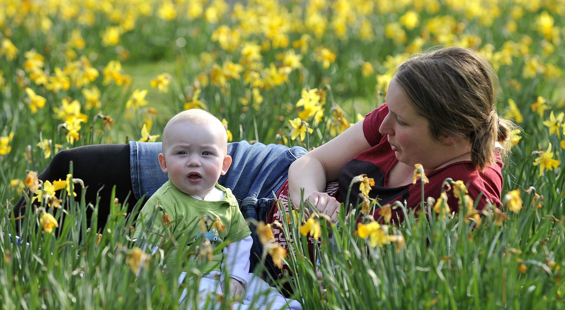 En la imagen de archivo, una madre y su bebé disfrutan de las cálidas temperaturas en el parque St. James de Londres, Inglaterra. EFE/Andy Rain