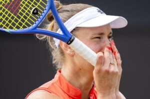 La belga Elise Mertens, tercera cabeza de serie, en la final del torneo neerlandés de Bolduque. EFE/EPA/Sander Koning