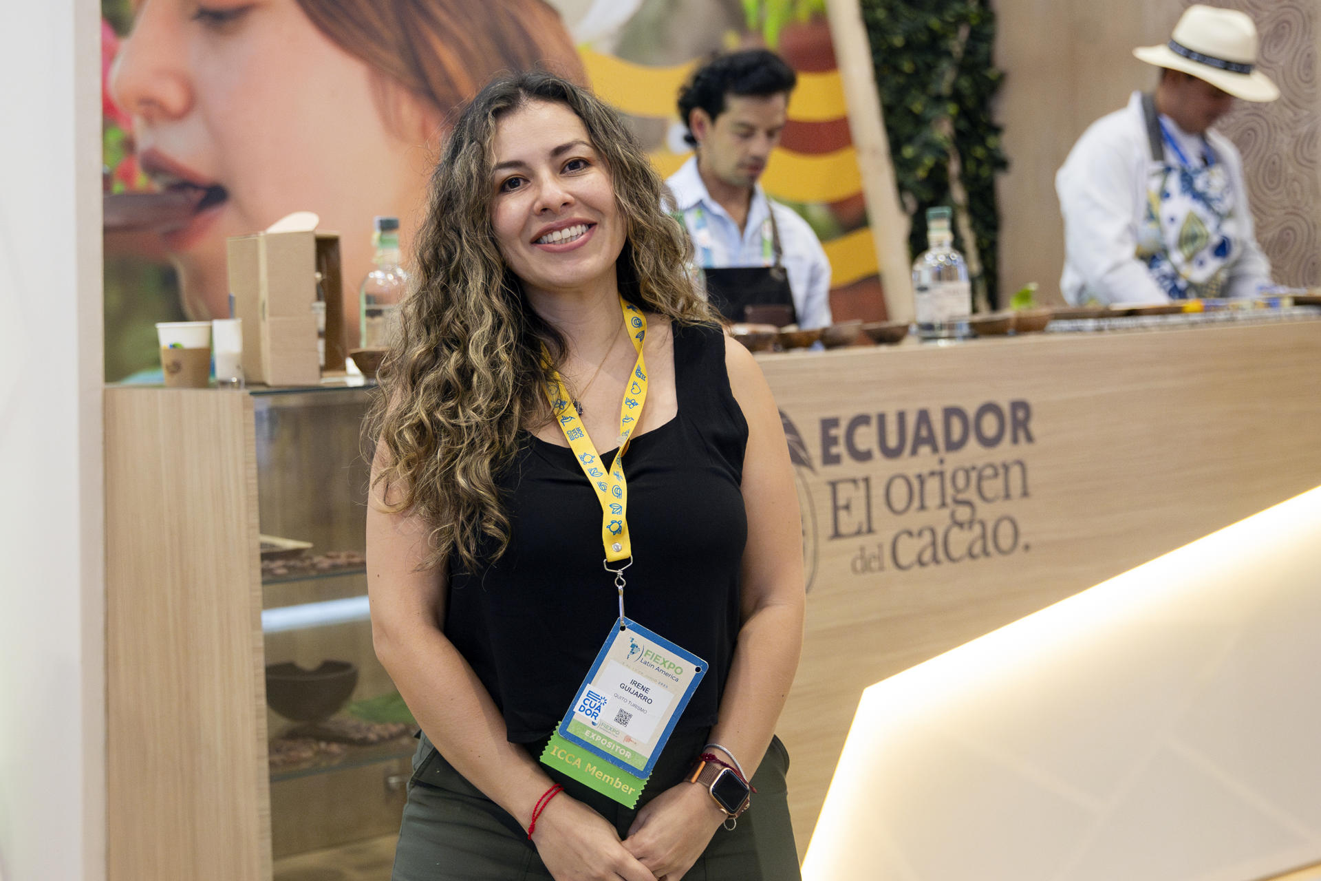 La directora de Turismo de Negocios y Atracción de Eventos de Quito Turismo, Irene Guijarro, participa en la feria de turismo de reuniones FIEXPO Latinoamérica 2025, este jueves en San José (Costa Rica). EFE/ Jeffrey Arguedas