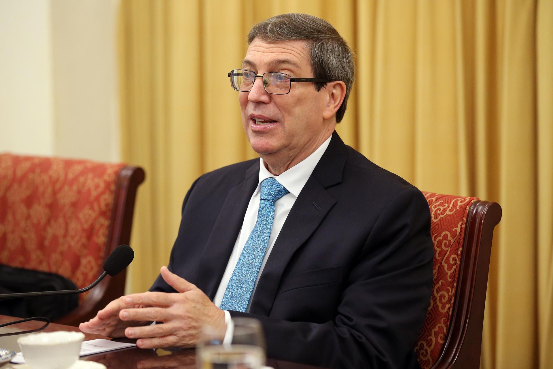 El ministro de Relaciones Exteriores de Cuba, Bruno Rodríguez Parrilla, en la sede del Ministerio de Relaciones Exteriores en Hanoi, Vietnam, el 19 de febrero de 2025. EFE/EPA/LUONG THAI LINH