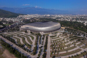 Fotografía aérea que muestra el estadio BBVA este jueves, en Monterrey (México). EFE/ Miguel Sierra