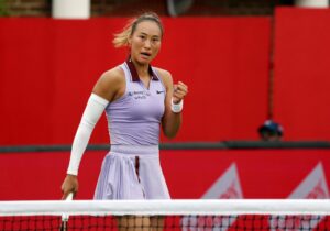 Qinwen Zheng celebra su victoria. EFE/EPA/ANDY RAIN