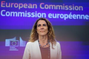 Chief Spokesperson of the European Commission Paula Pinho. EFE/EPA/OLIVIER MATTHYS/Archivo