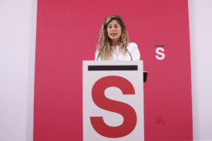 La coordinadora de Sumar, Lara Hernández este lunes en Madrid. EFE/ Blanca Millez
