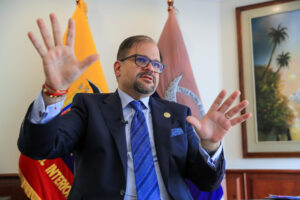 El ministro de Interior de Ecuador, John Reimberg, fue captado el pasado 18 de junio, durante una entrevista con EFE, en Quito (Ecuador). EFE/José Jácome
