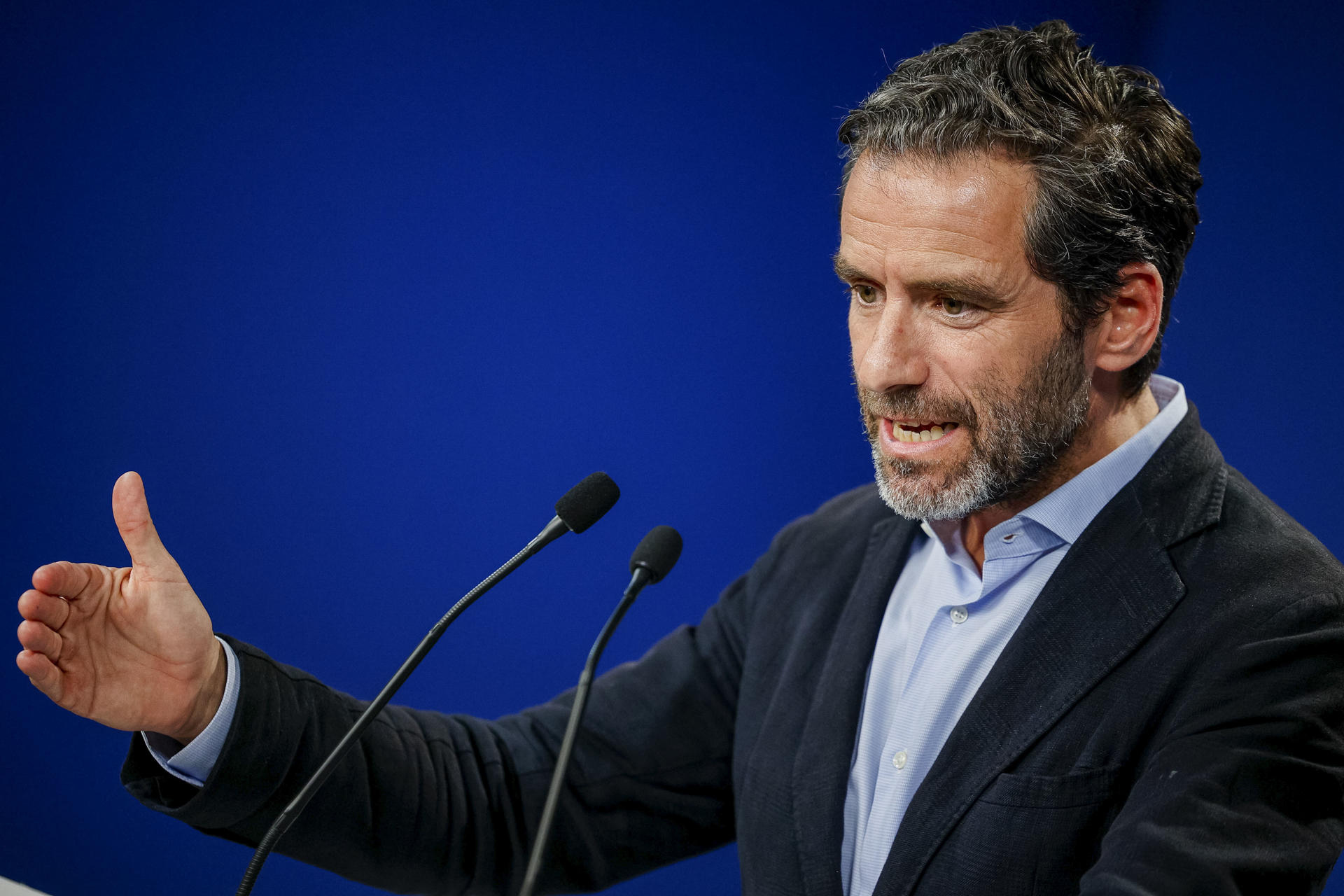 El portavoz nacional del PP, Borja Sémper, durante la rueda de prensa posterior a la reunión del Comité de Dirección del PP, este lunes en Madrid.-EFE/ Daniel González