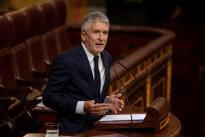 El ministro del Interior, Fernando Grande-Marlaska durante el pleno celebrado este miércoles en el Congreso de los Diputados. EFE/ Daniel González