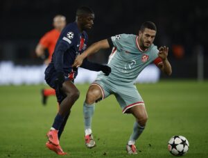 Koke y Dembele, en el PSG-Atlético del pasado 6 de noviembre. EFE/EPA/YOAN VALAT