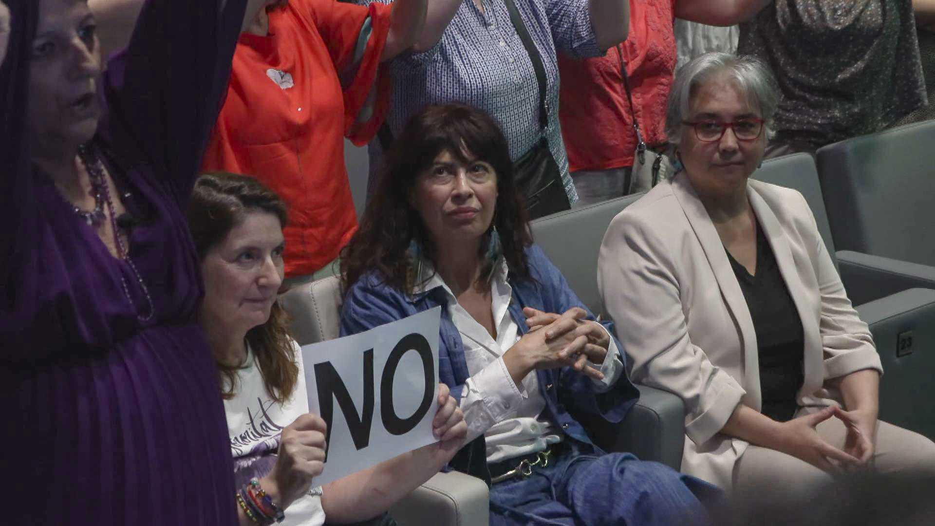 La ministra de Igualdad, Ana Redondo, durante el acto de la Conferencia Española de Religiosos (CONFER) y asociación Desterradas Hijas de Eva de reconocimiento y petición de perdón a las mujeres supervivientes del Patronato de Protección a la Mujer. EFE/EFE-TV