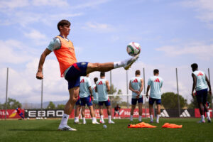 Le Normand, en un momento del entrenamiento. EFE/RFEF/ Ángel Martínez.
