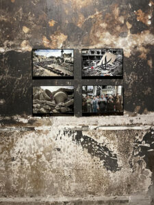 Fotografía que muestra imágenes durante un recorrido por la exposición "Palestina tiene una pena", este martes en el Museo Violeta Parra, en Santiago (Chile). EFE/ Raúl Gómez