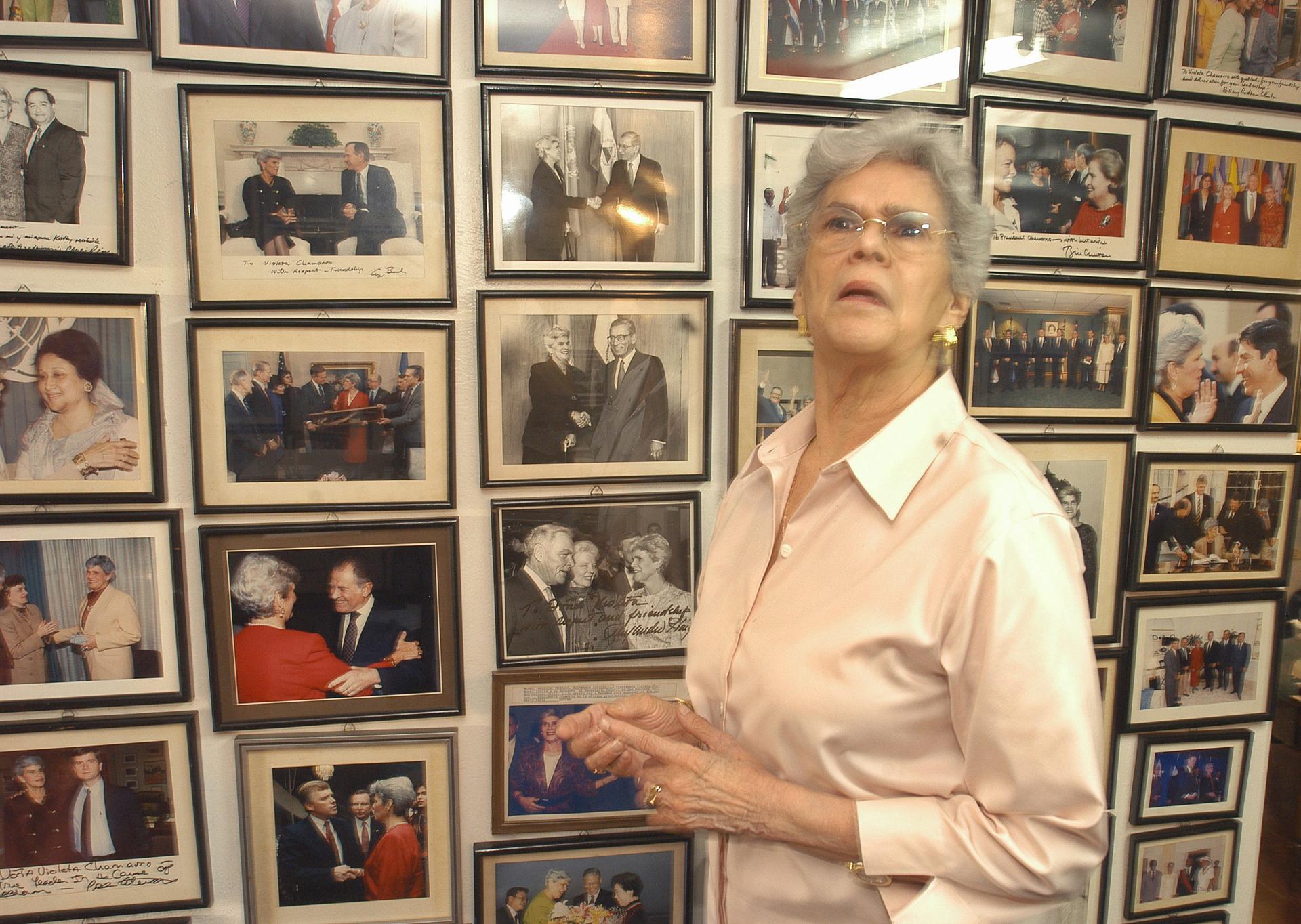 Fotografía de archivo de la expresidenta de Nicaragua Violeta Barrios de Chamorro. EFE/Mario López