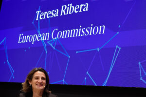 Imagen de archivo de la vicepresidenta de la Comisión Europea, Teresa Ribera.EFE/ Sergio Pérez