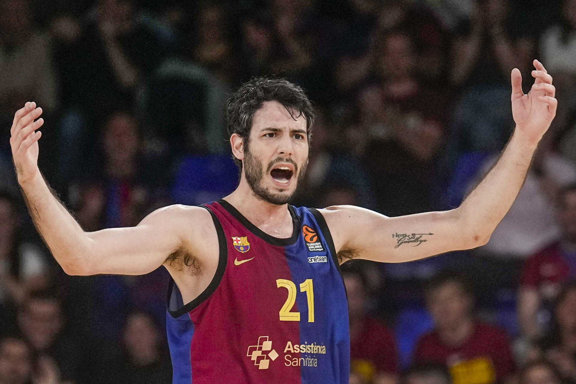 El alero Alex Abrines regresa a la formación del Barça que comienza la eliminatoria de cuartos de final de la Liga Endesa contra Unicaja. EFE/ Enric Fontcuberta.