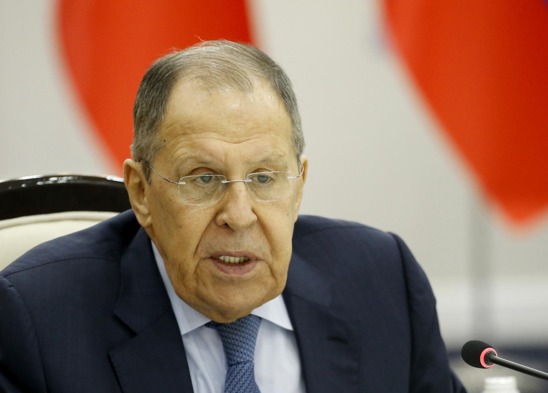 El ministro de Exteriores ruso, Serguéi Lavrov, este lunes durante su visita a Kirguistán.EFE/EPA/IGOR KOVALENKO
