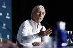 Foto de archivo de la extenista Martina Navratilova durante la rueda de prensa que dio en Madrid el 21 de abril de 2024, con motivo de la entrega de los Premios Laureus. EFE/Rodrigo Jiménez