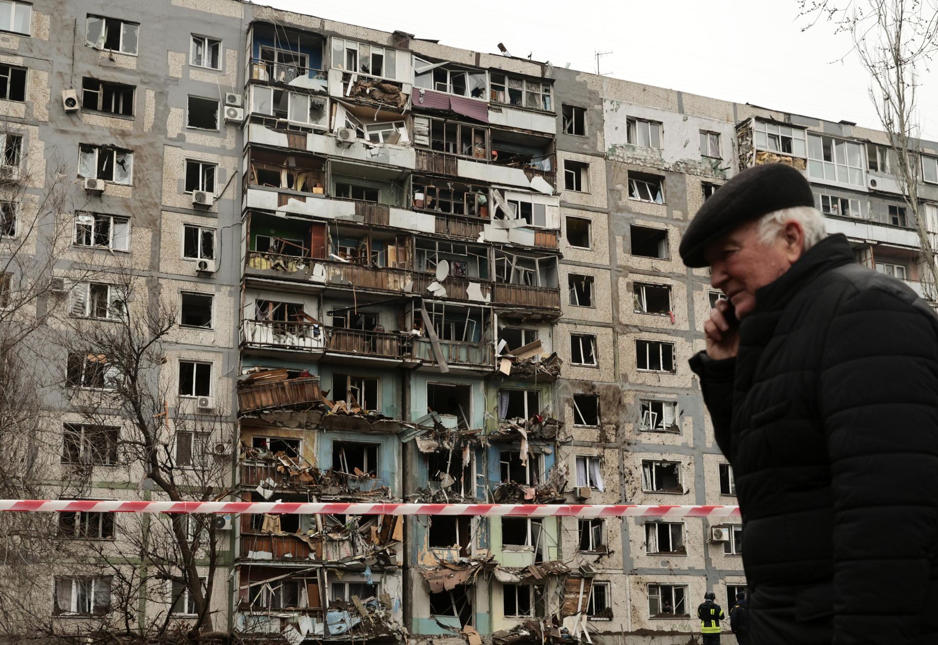 Imagen de archivo de un ataque masivo con misiles y drones rusos contra numerosas regiones de Ucrania. EFE/Kateryna Klochko