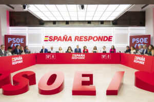 El secretario general del PSOE, Pedro Sánchez (c), preside la reunión de la Ejecutiva Federal del partido celebrada este lunes en Ferraz. La Ejecutiva Federal del partido socialista se reúne por primera vez desde la dimisión de su secretario de Organización, Santos Cerdán, y a la espera de conocer las nuevas medidas que puede plantear su líder, Pedro Sánchez, ante la crisis abierta por el caso Koldo. EFE/PSOE/Eva Ercolanese  *****SOLO USO EDITORIAL/SOLO DISPONIBLE PARA ILUSTRAR LA NOTICIA QUE ACOMPAÑA (CRÉDITO OBLIGATORIO) *****